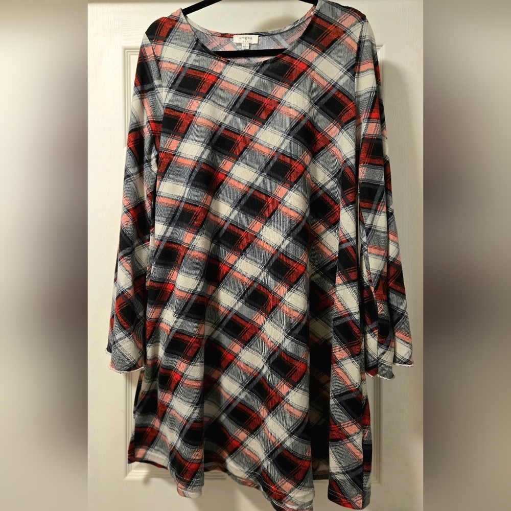 Umgee Red and Black Plaid Top